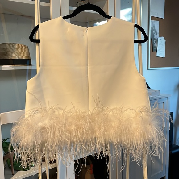 Donne Par Dieu White Feather Top SIZE M - Picture 4 of 5